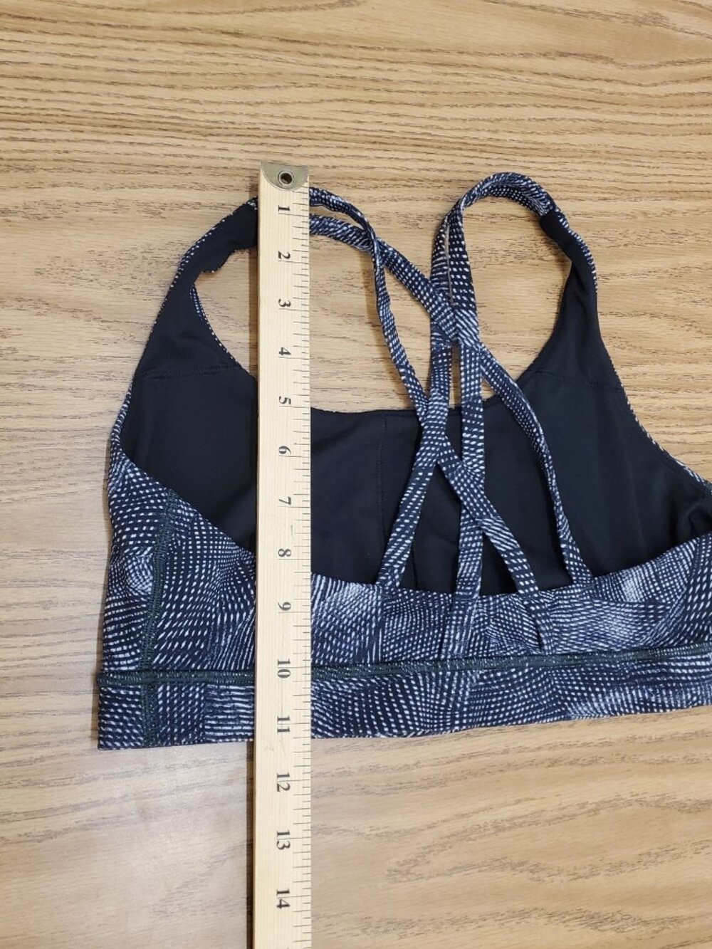 Lululemon ENERGY sports Bra VELOCITY MESH ISLAND MIST BLACK 8 S/M Square Neck - Picture 3 of 4